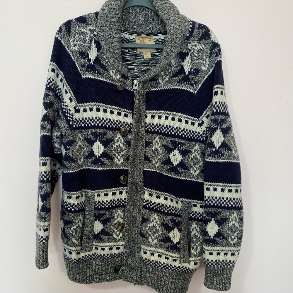 Telluride clothing company lambswool blend zipper/buttons fair isle cardigan